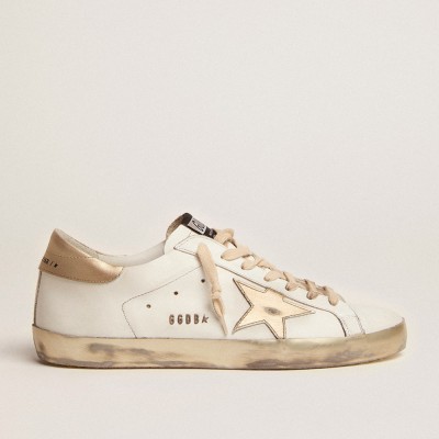 Golden Goose Men's Super-Star With Gold Sparkle Foxing And Lettering