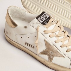 Golden Goose Men's Super-Star With Gold Sparkle Foxing And Lettering