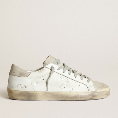 Golden Goose Men's Super-Star With Perforated Star And Ice-gray Heel Tab