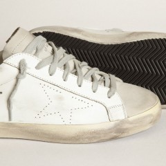 Golden Goose Men's Super-Star With Perforated Star And Ice-gray Heel Tab