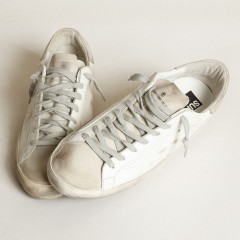 Golden Goose Men's Super-Star With Perforated Star And Ice-gray Heel Tab