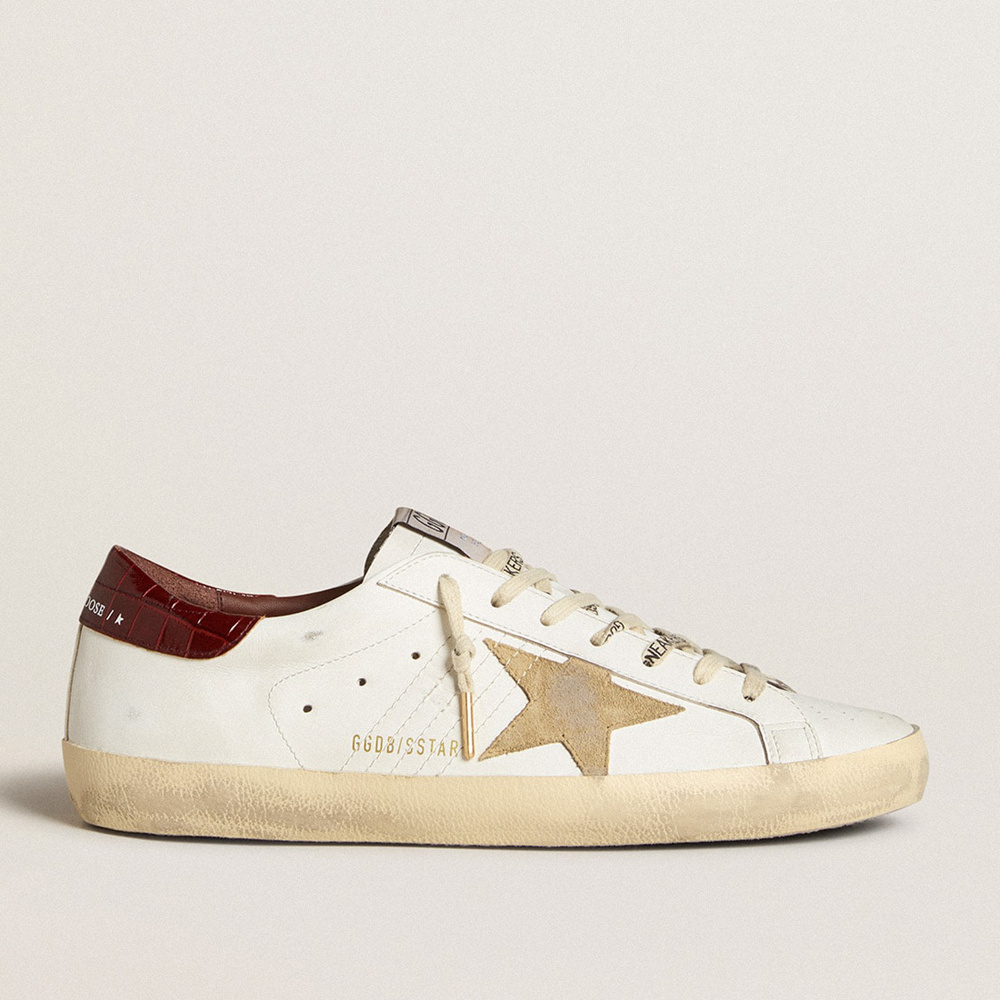 Golden Goose Men's Super-Star With Sand Suede Star And Red Croc-print Leather Heel Tab