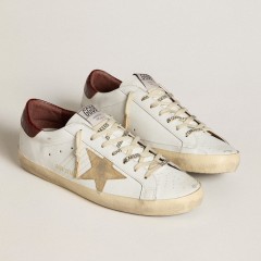 Golden Goose Men's Super-Star With Sand Suede Star And Red Croc-print Leather Heel Tab