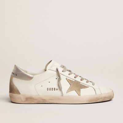 Golden Goose Men's Super-Star With Silver Heel Tab And Lettering