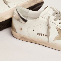 Golden Goose Men's Super-Star With Silver Heel Tab And Lettering