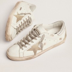 Golden Goose Men's Super-Star With Silver Heel Tab And Lettering