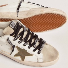 Golden Goose Men's Super-Star With Star In Olive Green Canvas