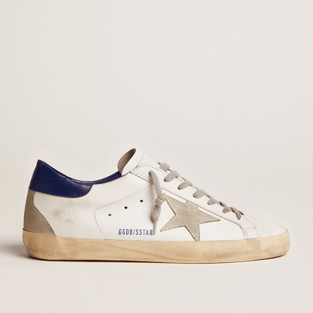 Golden Goose Men's Super-Star With Suede Star And Blue Heel Tab