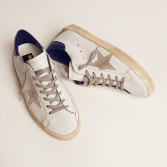 Golden Goose Men's Super-Star With Suede Star And Blue Heel Tab