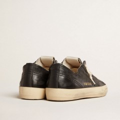 Golden Goose Men's V-Star In Black Nappa Leather With A Black Leather Star