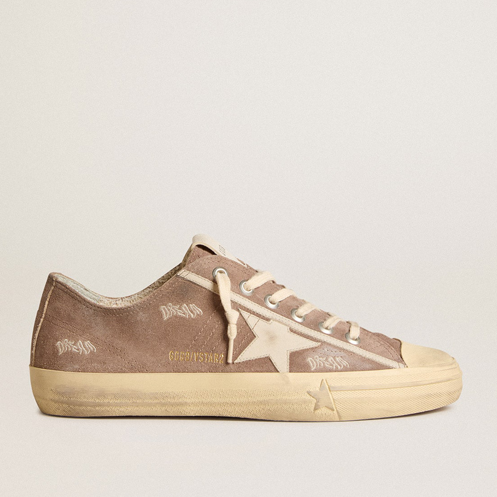 Golden Goose Men's V-Star In Dove-gray Suede With Light Gray Leather Star