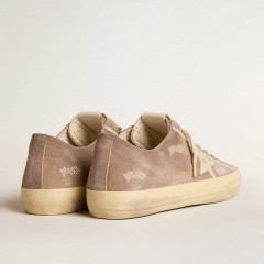 Golden Goose Men's V-Star In Dove-gray Suede With Light Gray Leather Star