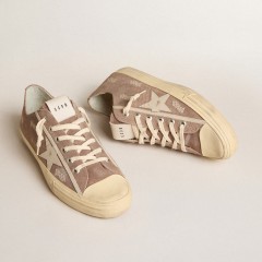 Golden Goose Men's V-Star In Dove-gray Suede With Light Gray Leather Star