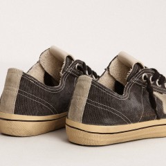 Golden Goose Men's V-Star LTD In Black Canvas With Ice-gray Star And Heel