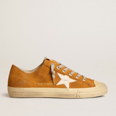 Golden Goose Men's V-Star LTD In Camel Suede With A Milk-white Leather Star