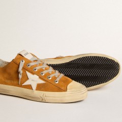 Golden Goose Men's V-Star LTD In Camel Suede With A Milk-white Leather Star