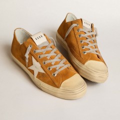 Golden Goose Men's V-Star LTD In Camel Suede With A Milk-white Leather Star