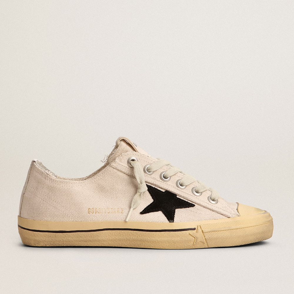 Golden Goose Men's V-Star LTD With Black Suede Star And Embroidered Lettering