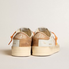 Golden Goose Men's White Stardan With Ocher Leather Star And Nubuck Inserts