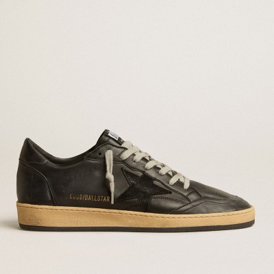 Golden Goose Men's Ball Star In Black Nappa With Suede Star And Nappa Heel Tab