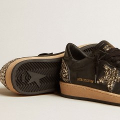 Golden Goose Men's Ball Star LAB In Black Nappa With Studded Black Leather Star