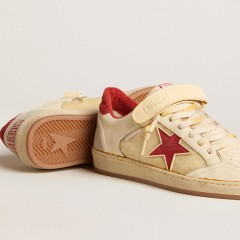 Golden Goose Men's Ball Star LAB In Nappa And PVC With Red Suede Star And Heel Tab