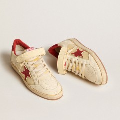 Golden Goose Men's Ball Star LAB In Nappa And PVC With Red Suede Star And Heel Tab