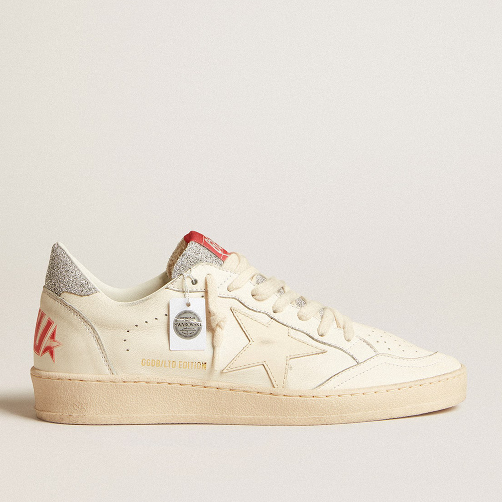 Golden Goose Men's Ball Star LTD In Nappa With White Star And Swarovski Crystal Heel Tab