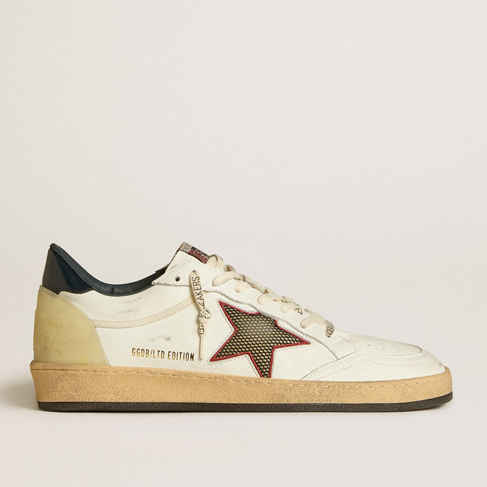 Golden Goose Men's Ball Star LTD With Mesh Star And Midnight Blue Leather Heel Tab