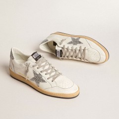 Golden Goose Men's Ball Star Wishes In Nappa Leather With Glitter Star And Heel Tab