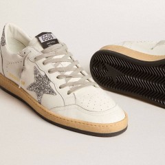 Golden Goose Men's Ball Star Wishes In Nappa Leather With Glitter Star And Heel Tab