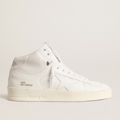 Golden Goose Men's Bio-based Mid-Stardan With White Star And Heel Tab