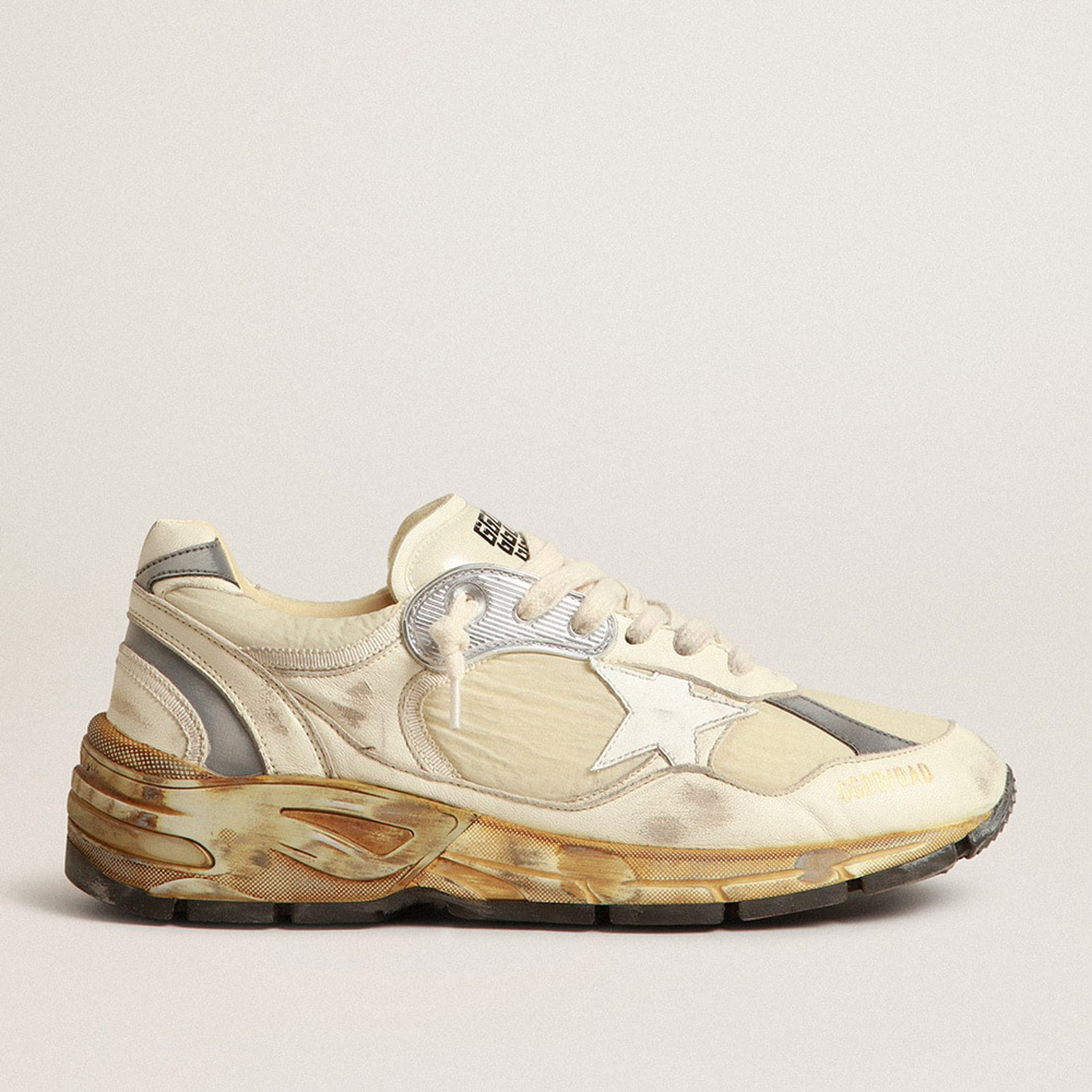 Golden Goose Men's Dad-Star In Beige Nappa And Nylon With White Leather Star