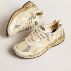 Golden Goose Men's Dad-Star In Beige Nappa And Nylon With White Leather Star