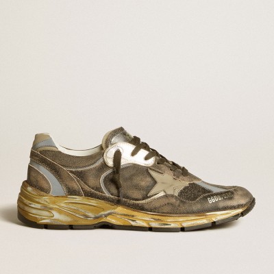 Golden Goose Men's Dad-Star In Suede And Nylon With Khaki Leather Star And Heel Tab