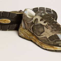 Golden Goose Men's Dad-Star In Suede And Nylon With Khaki Leather Star And Heel Tab