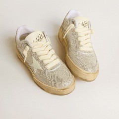 Golden Goose Men's Forty2 In White Leather And Swarovski Crystals With White Star