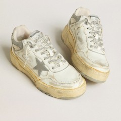 Golden Goose Men's Forty2 In White Leather With Laces With Swarovski Crystals And Gray Star