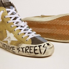 Golden Goose Men's Francy LAB In Golden Glitter With White Leather Star