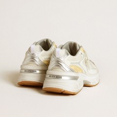 Golden Goose Men's Lightstar In White Leather And Mesh With Worn-white Star