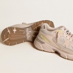 Golden Goose Men's Lightstar With Pink Leather And Mesh Upper And Pink Star