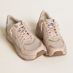 Golden Goose Men's Lightstar With Pink Leather And Mesh Upper And Pink Star