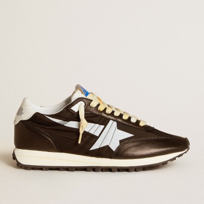 Golden Goose Men's Marathon With Black Nylon Upper And White Star