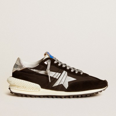 Golden Goose Men's Marathon With Black Ripstop Nylon Upper And Silver Star