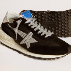 Golden Goose Men's Marathon With Black Ripstop Nylon Upper And Silver Star