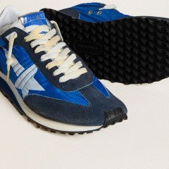 Golden Goose Men's Marathon With Blue Nylon Upper And White Star