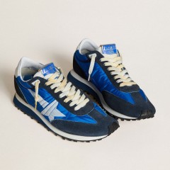 Golden Goose Men's Marathon With Blue Nylon Upper And White Star