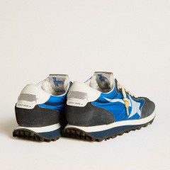 Golden Goose Men's Marathon With Blue Nylon Upper And White Star