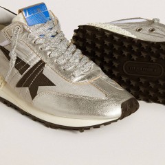 Golden Goose Men's Marathon With Silver Ripstop Nylon Upper And Black Star