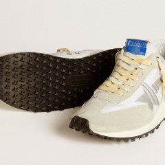 Golden Goose Men's Marathon With White Nylon Upper And Silver Star